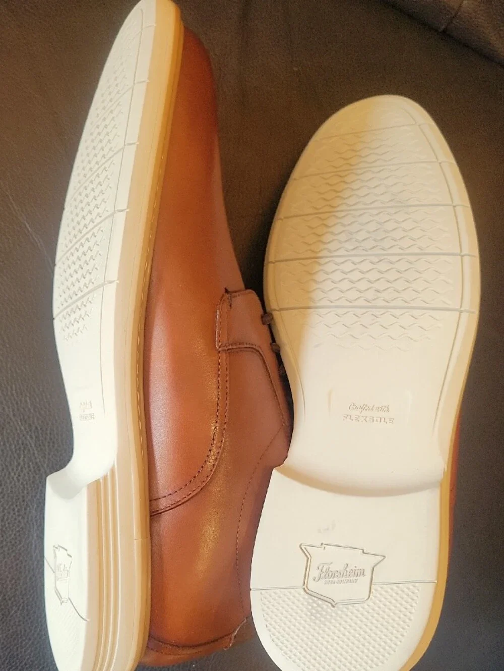 Florsheim Brown Leather Lace-Up Oxfords with Yellow Insole
